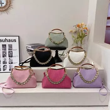 Модная женская сумка с цепочкой и пряжкой-клипсой, переносная сумка через плечо, простая сумка-мессенджер для ужина белый