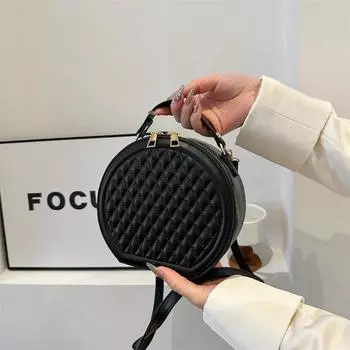 Модная женская сумка с оболочкой из кожзаменителя, портативная маленькая круглая сумка, универсальная сумка на плечо, фактура, сумка-мессенджер в иностранном стиле коричневый