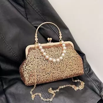 Модная женская сумка с пайетками, городская простота, трендовая сумка через плечо, сумка-мессенджер для ужина чёрный