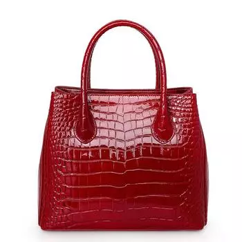 Модная женская сумка с рисунком крокодила, однотонная, высокого класса, из коровьей кожи, большая сумка чёрный