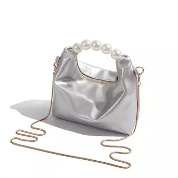 Модная женская сумка с ручкой сверху и жемчугом, сумка-пельмень, кошельки для мобильного телефона, повседневная сумка через плечо с цепочкой, маленькая сумка на одно плечо