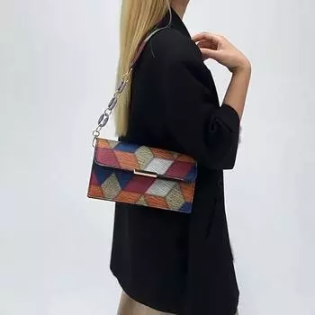 Модная женская сумка, стильная квадратная сумка, универсальная сумка под мышкой, компактная сумка через плечо из искусственной кожи 23x7x13.5cm чёрный