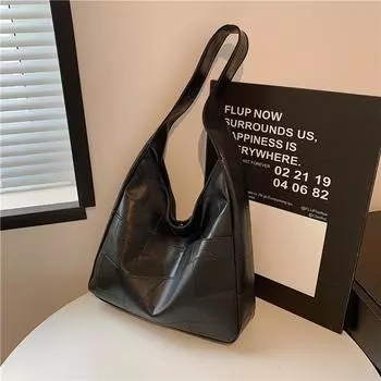 Модная женская сумка-тоут 2024 года, летняя новая простая ретро-сумка через плечо большой емкости, модная иностранная сумка для поездок на работу чёрный