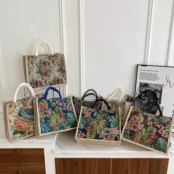 Модная женская сумка-тоут, большая сумка, сумка-тоут, вышитые холщовые сумки