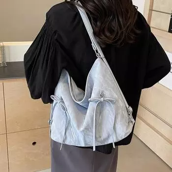 Модная женская сумка-тоут большой емкости, плиссированный рюкзак через плечо через плечо чёрный