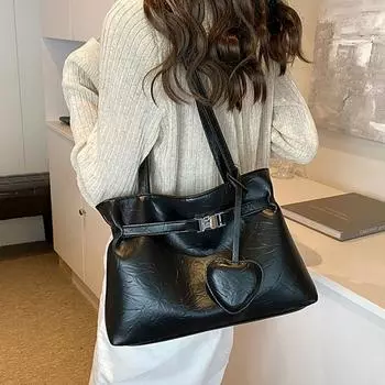 Модная женская сумка-тоут, летняя, новая, большая вместимость, дорожные сумки на одно плечо, нишевые, простые, из искусственной кожи, женские сумки (30cm<Max Length<50cm)