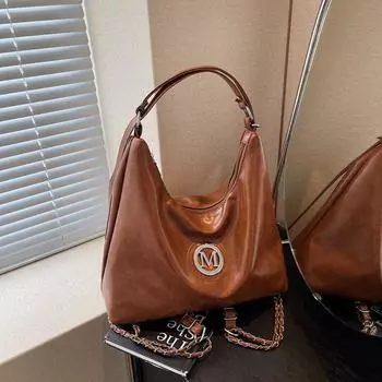 Модная женская сумка-тоут, новый тренд, текстура, нишевый дизайн 2024 года, большая вместительная сумка через плечо, темперамент, сумка в иностранном стиле чёрный