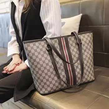 Модная женская сумка-тоут с принтом, летняя универсальная, вместительная сумка на одно плечо, дамская сумочка, сумка для поездок на работу коричневый