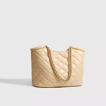 Модная женская сумка-тоут с ромбовидной цепочкой в стиле ленивой моды 2025 года, вместительная, простая сумка через плечо для поездок на работу и подмышку чёрный