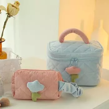 Модная женская сумка-тюльпан с цветами, большая вместимость, дорожная косметичка, сумки на молнии, портативное хранилище, органайзер для косметики Pink M