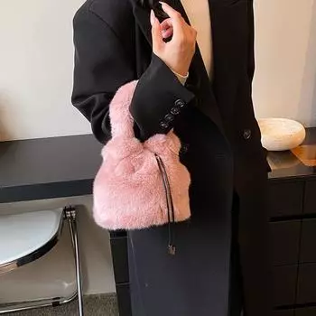 Модная женская сумка в иностранном стиле 2024 года, новая модная сумка через плечо, простая повседневная сумка-ведро чёрный