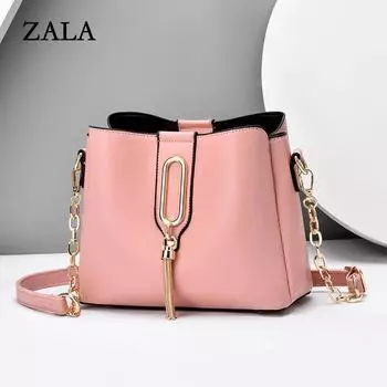 Модная женская сумка-ведро через плечо, винтажная дизайнерская сумка-мессенджер с кисточками, высококачественная сумка через плечо из искусственной кожи, простая сумка 22*10*17cm розовый