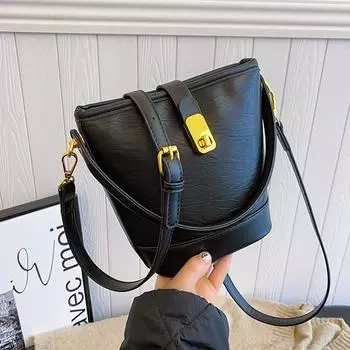 Модная женская сумка-ведро из искусственной кожи, корейская версия, сумка-мессенджер, ручная сумка через плечо, женская сумка чёрный