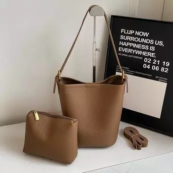 Модная женская сумка-ведро, новая осенне-зимняя, большая вместимость, мягкая кожа, универсальные сумки на одно плечо, повседневная сумка-тоут для поездок на работу