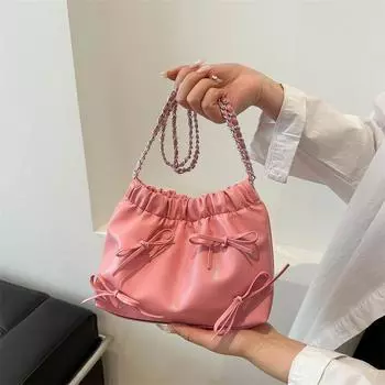 Модная женская сумка-ведро с бантом 2025 года, универсальная сумка через плечо чёрный