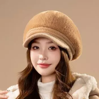 Модная женская теплая шапка, простая зимняя шерстяная вязаная шапка, однотонная, универсальная, осенняя шапка для леди, новая шапка one size бежевый