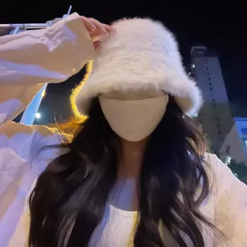 Модная женская теплая утолщенная панама-шляпа для женщин, осенне-зимняя уличная однотонная рыболовная кепка белый