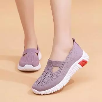 Модная женская тканевая обувь, летняя новая стильная прогулочная обувь, повседневная обувь из дышащей сетки, легкая и удобная обувь для пожилых людей 35 фиолетовый