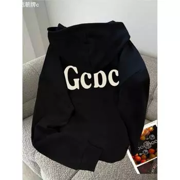 Модная женская толстовка с капюшоном из меха лисы в американском стиле, новинка осени и зимы 2024 года, универсальная куртка-топ Maillard Streamlined Couple M чёрный