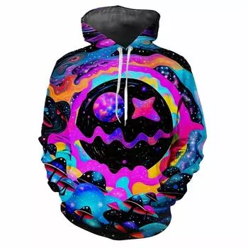Модная женская толстовка с капюшоном с принтом пигментных узоров, цифровая печать, повседневная, с длинными рукавами, с капюшоном, из плотной ткани XXS