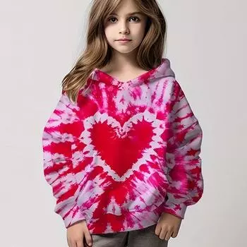 Модная женская толстовка с капюшоном в стиле тай-дай с рисунком в виде сердца, 3D-пуловер для весны и осени, спортивный подарок для активного отдыха 100