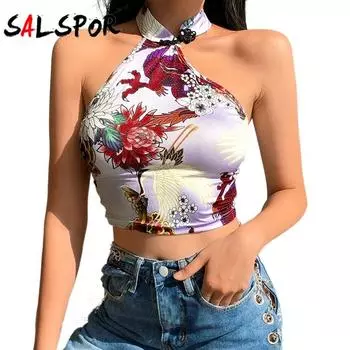 Модная женская тонкая асимметричная бретелька с лямкой на шее, голый ремешок, бретелька с принтом дракона, китайский узел, бретелька