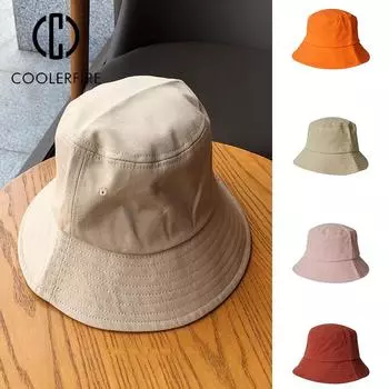 Модная женская уличная солнцезащитная шляпа, повседневная хлопковая охотничья кепка, пляжная кепка, летняя складная панама, однотонная панама, HC218 56-58CM белый