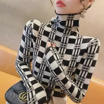 Модная женская вязаная водолазка, коллекция осень/зима 2023 Small тёмно-синий