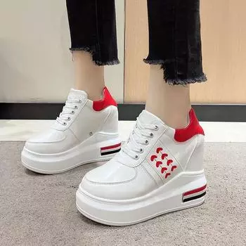 Модная женская вулканизированная обувь, повседневные кроссовки на платформе, модные удобные женские белые кроссовки на высоком каблуке, размер 34-39 34 красный