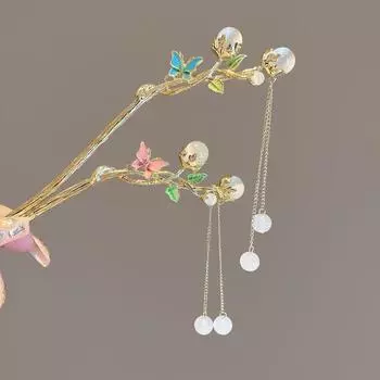 Модная женская заколка для волос с кисточкой и бабочкой, свадебный головной убор, вилка для волос, ювелирные украшения, свадебные инструменты для укладки волос