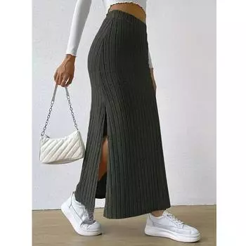 Модная женская женская элегантная одежда, новая юбка, разделенная сумка, хип-юбка, длинная юбка XS темно серый