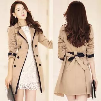 Модная женская зимняя осенняя куртка на пуговицах сзади с бантом и бандажной ветровкой, пальто, верх XXL бежевый