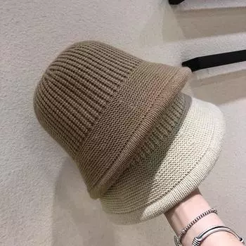 Модная женская зимняя панама, теплая вязаная шапка-рыболов, повседневная складная панама, женская уличная солнцезащитная кепка 54-58cm