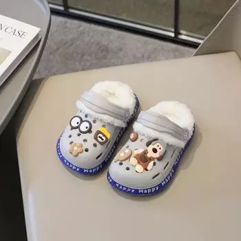 Модная зимняя детская домашняя обувь, водонепроницаемые нескользящие домашние тапочки для мальчиков и девочек, плюшевые, теплые, мягкие, легкие, для дома и сада, детские тапочки 150mm жёлтый