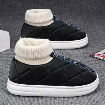 Модная зимняя домашняя обувь Повседневная Сохраняющая тепло Толстая подошва Уличная обувь Эластичная Мягкая Удобная Новая Универсальная Нескользящая Износостойкая 36-37 розовый