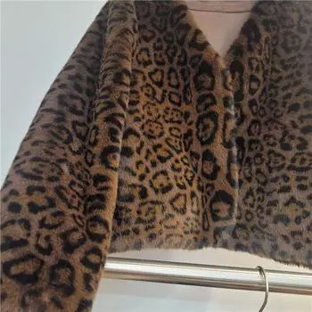 Модная зимняя европейская норковая интегрированная куртка женская короткая с V-образным вырезом и леопардовым принтом имитация норки куртка M