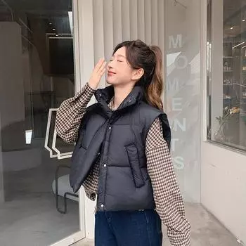 Модная зимняя хлопковая куртка с застежкой-молнией и воротником-стойкой M темно-коричневого