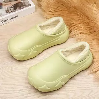 Модная зимняя хлопковая обувь для мужчин и женщин, теплая обувь из ЭВА без застежек, водонепроницаемая обувь для дома и улицы, сабо с толстой подошвой 36-37 чёрный