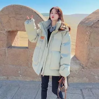 Модная зимняя куртка большого размера для женщин, толстое хлопковое пальто с рабочей одеждой в форме хлеба, верхняя одежда S