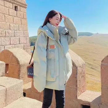 Модная зимняя куртка большого размера для женщин, толстое хлопковое пальто с рабочей одеждой в форме хлеба, верхняя одежда S