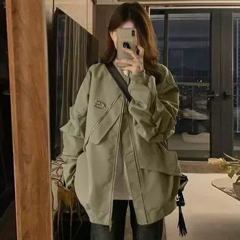 Модная зимняя куртка для женщин, свободная рабочая куртка в бейсбольном стиле с хлопковой подкладкой M
