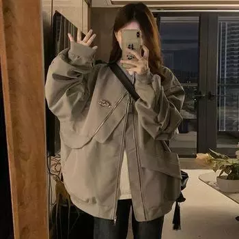 Модная зимняя куртка для женщин, свободная рабочая куртка в бейсбольном стиле с хлопковой подкладкой M