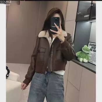 Модная зимняя куртка Maillard Ladies из овечьей шерсти и кожи для мотоцикла Extra Large чёрный