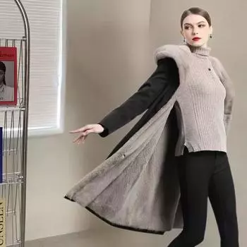 Модная зимняя куртка, новая женская парка, одежда, длинное пальто, шерстяная куртка с подкладкой, толстая теплая зимняя одежда, ветровка, длинные меховые парки S