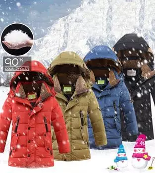 Модная зимняя куртка-пуховик для мальчиков и детей, одежда для парки, одежда, утепленное пальто с капюшоном, одежда 150cm чёрный