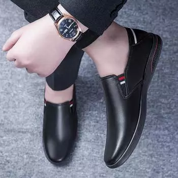 Модная зимняя мужская обувь, легкая мягкая кожаная мужская обувь, лоферы, удобные мокасины без застежек, повседневные мужские туфли класса люкс 37 синий