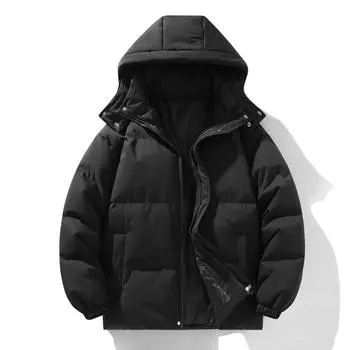 Модная зимняя мужская парка с капюшоном, повседневная ветрозащитная мужская одежда с капюшоном, утолщенная теплая хлопковая куртка для мужчин, новая S фиолетовый