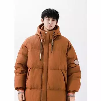 Модная зимняя новая утолщенная куртка-пуховик с капюшоном, мужская молодежная белая повседневная куртка на утином пуху M