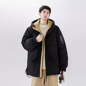 Модная зимняя новая утолщенная куртка-пуховик с капюшоном молодежная белая утиная пуховая теплая повседневная куртка тренд M