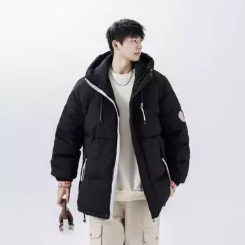 Модная зимняя новая утолщенная куртка-пуховик с капюшоном мужская синяя и белая повседневная куртка на утином пуху M